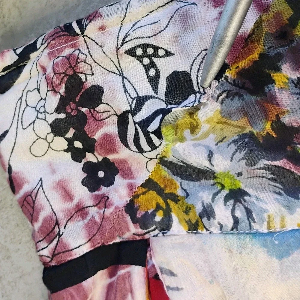 Sacred Threads Maxi Skirt Womens XL Boho Patchwork Floral Hippie Multicolor